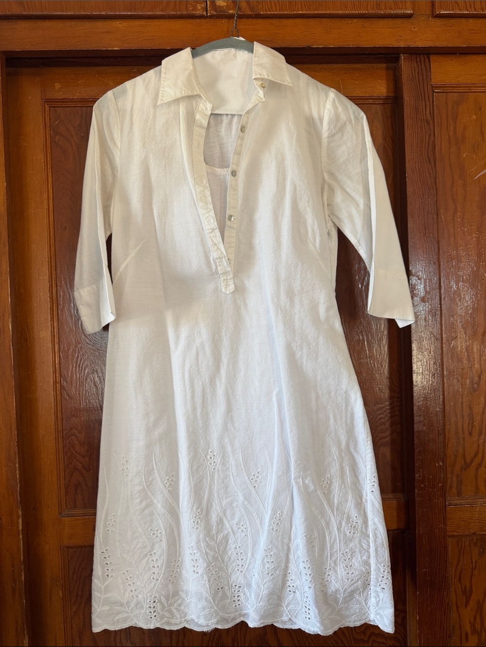 Studio M White Eyelet Polo Tunic Dress